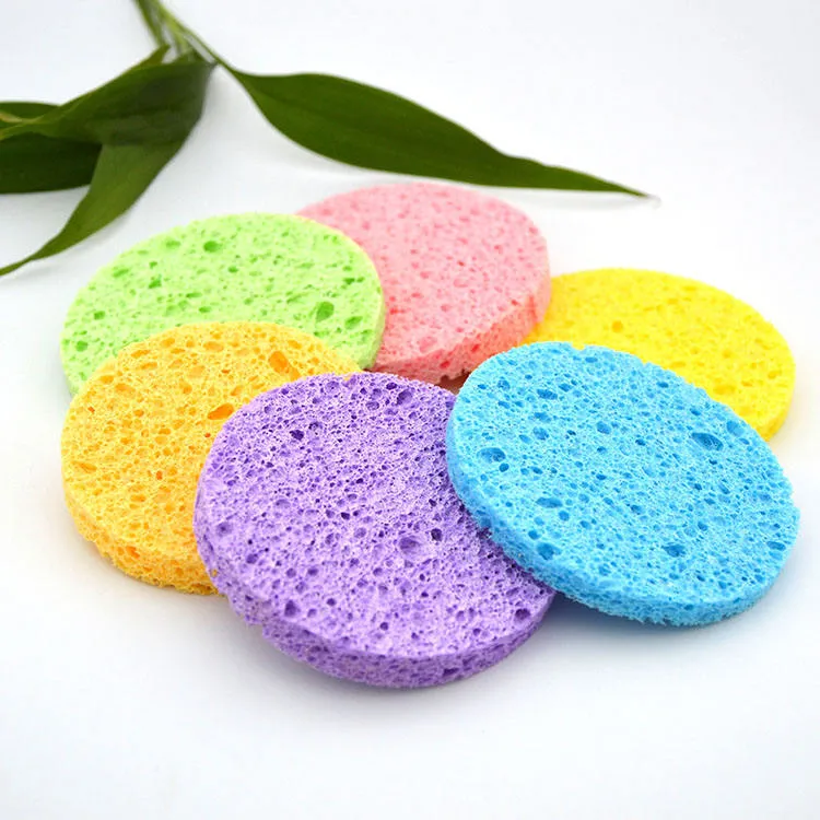 Super Water Absorption Customized Shape Eco Friendly Wood Compressed Facial Sponges Makeup Remover Pads Biodegradable Cellulose Sponge